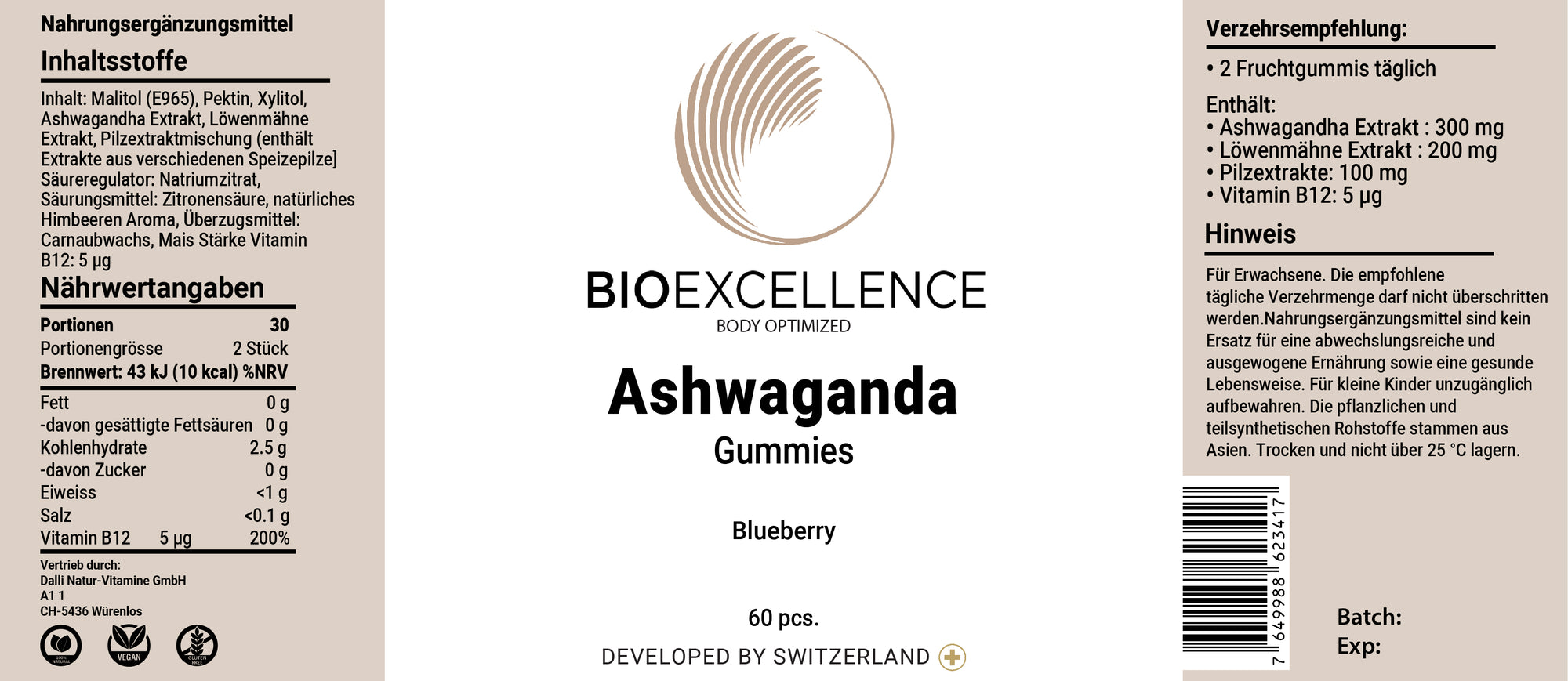 🌿 Ashwagandha-Löwenmähne Gummies
